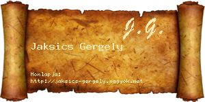 Jaksics Gergely névjegykártya